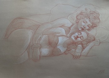 Dessin duo nu 2 par Harry Boudchicha