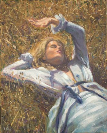 Sur l'étendue des épis, Julia attendait Tristan. Il y avait-t-il dans l'attente plus de plaisir à imaginer le moment de la rencontre que de la vivre? L'attente était-elle finalement un enchantement ? par François Pagé