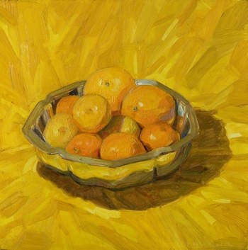 oranges in plate yellow by Olivier Payeur