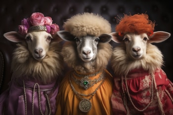 THREE MEDEVIAL SHEEP by HOLLY WATT