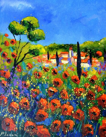 Red poppies in provence  by Pol Ledent