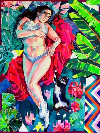 Woman with Cat by Joanna Pilarczyk