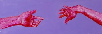 mains pop art en rouge et rose sur bleu by Olivier Payeur