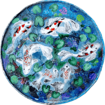 Harmony- Koi fish pond par Poovi Art