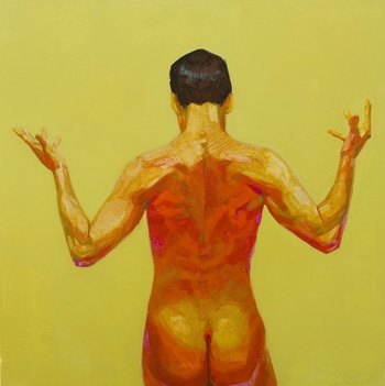 Pop male nude in orange yellow red green by Olivier Payeur
