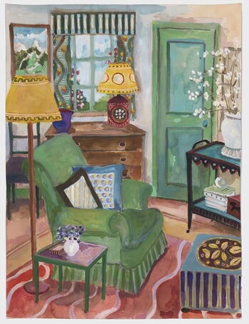 Green & White Interior  by Lottie Cole