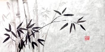 Bamboo sur papier de riz à fibres par Péchane