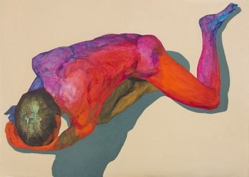 Nu masculin pop rouge bleu rose vert par Olivier Payeur