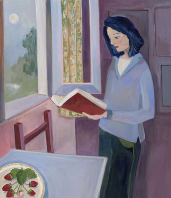 Girl at a window with Strawberries par Lottie Cole