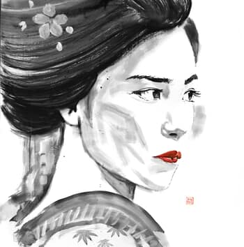 Close up geisha face von Péchane