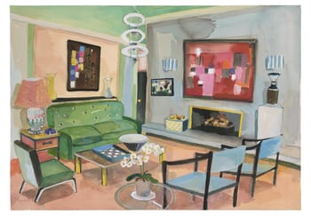 Interior with Vera Spencer, Lucie Rie & Orchid by Lottie Cole