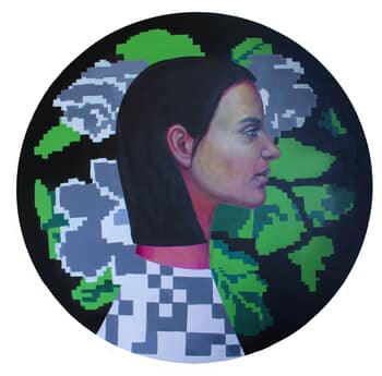 Exchange Currency No. 4 – Pixel Identity with Green Carpet Motif par Natasha Lelenco