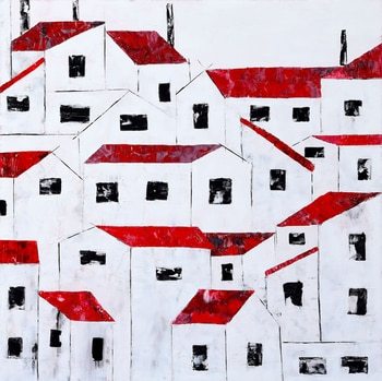 Red roofs 25 by Poovi Art