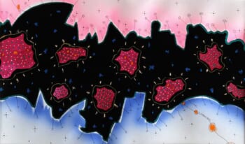 composition en rose et bleu - Collection "noir et encre" par Thierry Virton