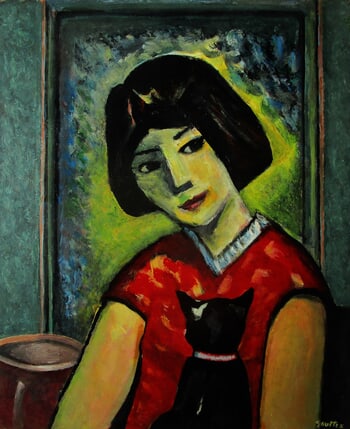 Fillette et son chat von Michel de Gouttes