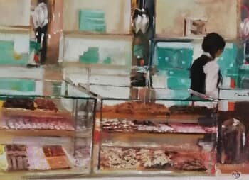 Behind the cake counter by Rosemary Burn