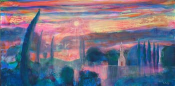 C'était une fin du jour où ta main c'était endormie dans la mienne, le paysage soupirait sous le feu corail du soleil. by François Pagé