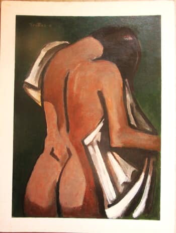 Femme de dos à la serviette blanche par Michel de Gouttes
