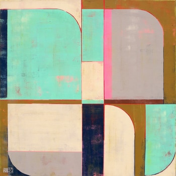 Circle in Circle Mint Square by Ronald Hunter