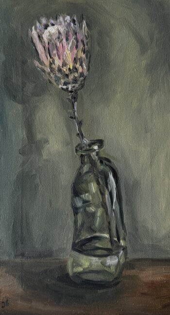 Protea on Olive Green by Iryna Besarab