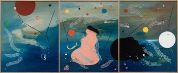 "La calma del creador". Triptych.  (The calm of the creator) Faithful reproduction of the original. by Lobo Velar de Irigoyen