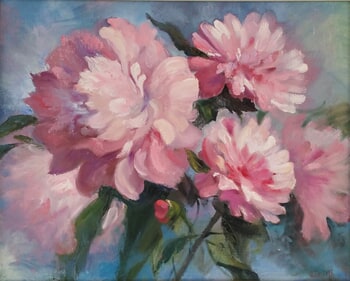 Peonies painting      by Olga Lomax