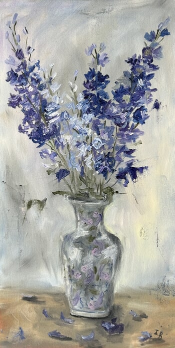 Delphinium in Gentle Light by Iryna Besarab