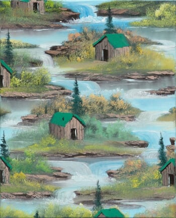 Mountain Cabin Waterfall by Neil Raitt