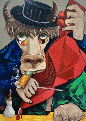 The Beast playing a violin by Ta Byrne