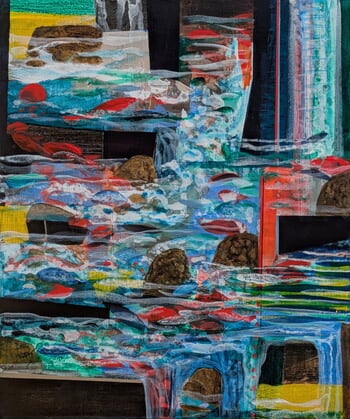 Titre : C'était la fête au port même les poissons dansaient. von François Pagé