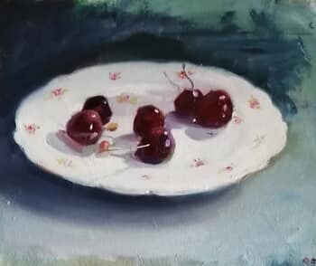 Plate with cherries by Rosemary Burn