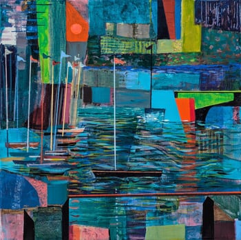 Pendant la fête la nuit, le port gardait quelques couleurs du jour par François Pagé