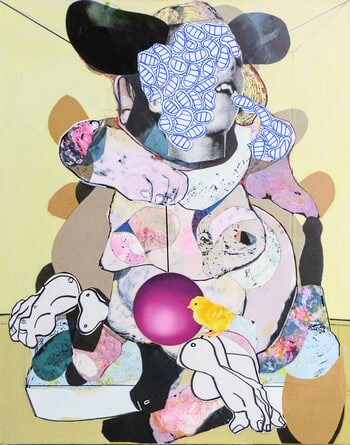 child with balloon and chick von Pascal Marlin