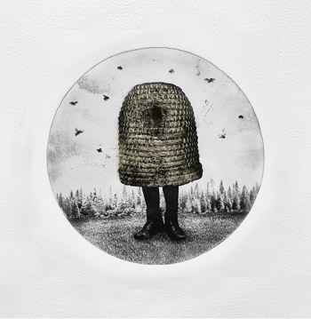 Hive No.3 - chine collé by Jaco Putker