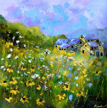 Old houses in a meadow  by Pol Ledent