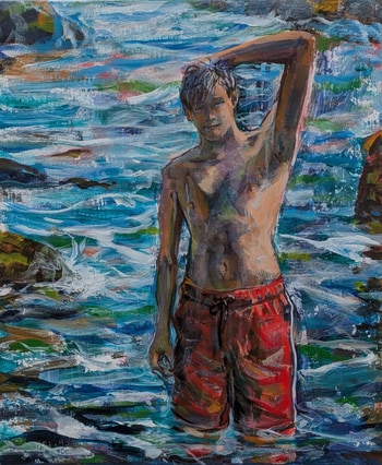 l’instant où Octave me dit: pose un peu tes pinceaux, prends les masques, sous la mer c’est magnifique!  by François Pagé