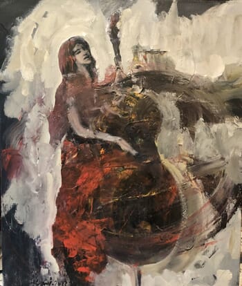 Double bass playing by Khaled Alkhani