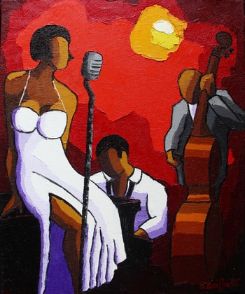 Jazz trio blanc rouge by Olivier Boissinot
