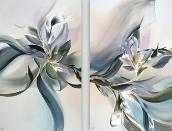 Magnolia Drift Diptych by Novi Lim