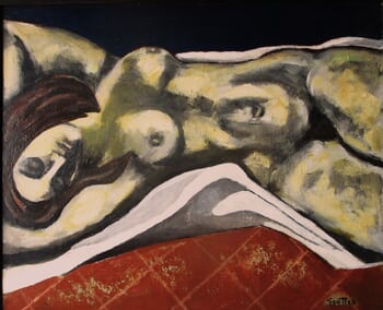 Modèle allongé sur carrelage. von Michel de Gouttes