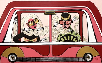 Driving with flamingos by Diana Rosa