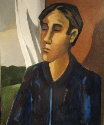 Portrait anonyme au rideau blanc. von Michel de Gouttes