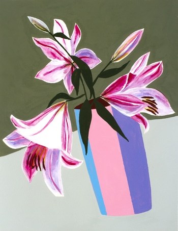 Stargazers in Striped Vase 2 by Michael Pfleghaar