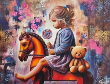 La fillette à la Sucette Sur Son Cheval by Vincent Bardou