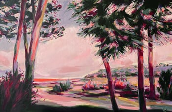 Paysage de pins en bord de mer by Hélène Vac