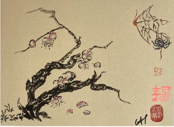 prunus et araignée, le réveil du Printemps by Catherine Hoang