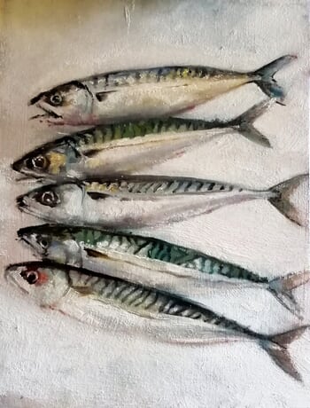 Five mackerel by Rosemary Burn