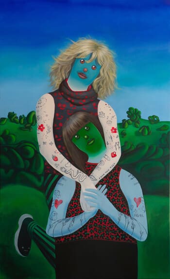 The Two Ones - Large Acrylic Two Emoji Bodies Portrait on Canvas by Natasha Lelenco