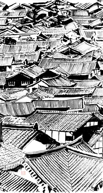 rooftops toile by Péchane