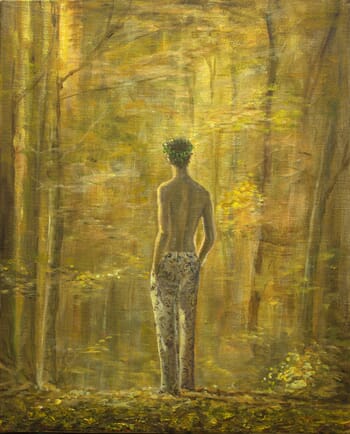 Sylvanus entendant au loin Diane menant sa meute et la poussant de la voix . by François Pagé